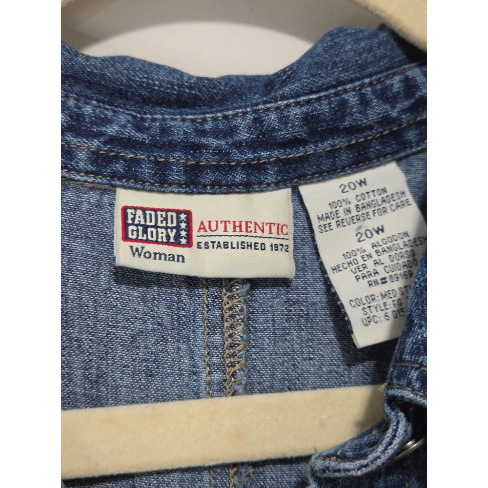 Faded Glory Womens Vintage Denim Maxi Dress Blue Button Front Cotton Plus 20W - Picture 3 of 6